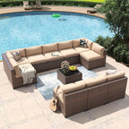 Aoxun 11 Piece Patio Furniture Set Wicker Rattan Patio Conversation Set Outdoor - Image 9