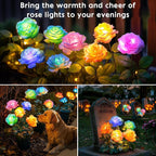 Solar Rose Lights Outdoor: 10 Pack IP65 Waterproof 7-Color Changing LED Flower - Image 7