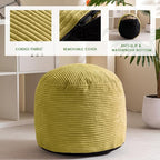 HIGOGOGO Round Stuffed Pouf Ottoman, Corduroy Poufs - Image 3