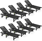 SERWALL Outdoor Chaise Lounge Set of 8, HDPE Pool Lounge Chairs by SERWALL