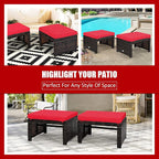 Tangkula 2 Pieces Patio Rattan Ottomans, All Weather Outdoor Footstool Footrest - Image 10
