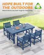 HDPE Outdoor Dining Table, 66.9” Rectangle Patio Dining Table - Image 5