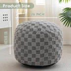 HIGOGOGO Round Stuffed Pouf Ottoman, Plaid Poufs - Image 2