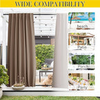 NICETOWN 2 Panels Outdoor Curtains Waterproof Pocket & Back Tab on Top & Bottom - Image 7