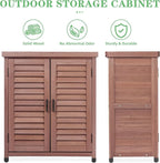 Outdoor Potting Bench with Storage Cabinet and Metal Top, Wood Workstation - Image 4