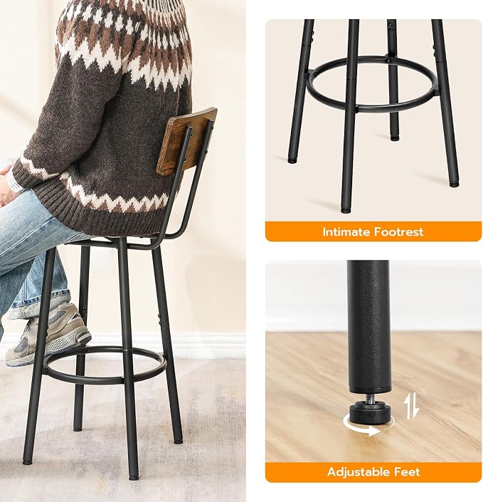 HOOBRO Bar Stools, 25.2" Bar Chairs - Image 9