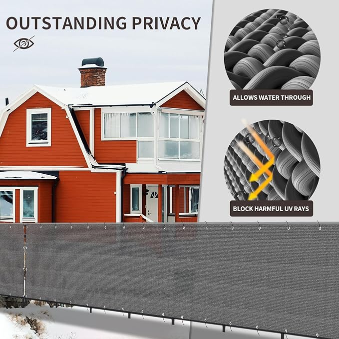 LOVE STORY Custom Size 3.3'x13' Dark Grey Balcony Privacy Screen, UV Block - Image 4