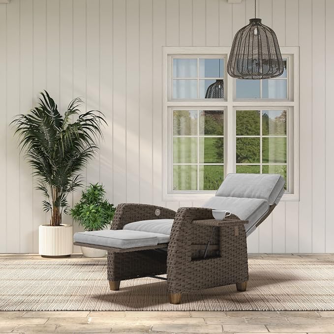 Grand patio Indoor & Outdoor Recliner Chair PE Wicker Patio Recliner - Image 5
