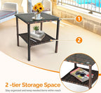 VINGLI Outdoor Wicker Side Table Patio Side Tables - Image 5