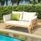 Tangkula Convertible Acacia Wood Patio Couch Sofa Bed - Image 2