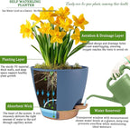 Self Watering Pots for Inoor Ourdoor Plants 8/7/6.5/6/5 Inch Plastic Planters - Image 3