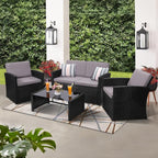 4-Piece Patio Furniture Set, Wicker Outdoor Rattan Sectional Sofa - Image 2