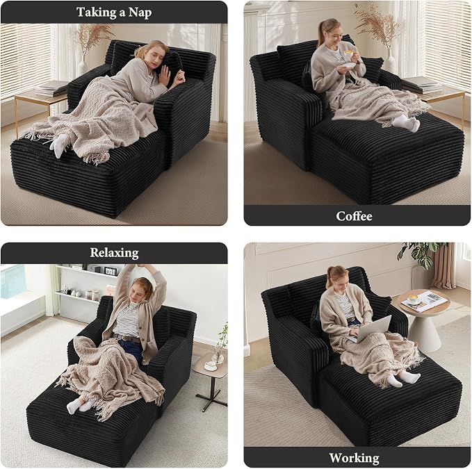 65.4" Chaise Lounge Chair Indoor, Oversized Boneless Couch Comfy Upholstered - Image 6