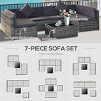 Outsunny 7-Piece Patio Furniture Sets Outdoor Wicker Conversation Sets All - Image 5