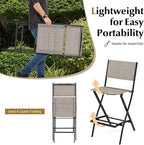 COSTWAY Outdoor Patio Bar Chair Set of 2, Folding Bar Height Stool - Image 3
