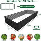 12x4x2FT Galvanized Raised Garden Bed Kit, Vegetable Plant Boxes-Rectangle - Image 2