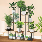 9 Tier Wood Tall Plant Stand Metal Rack Indoor, Planter Shelf Display Rack - Image 7