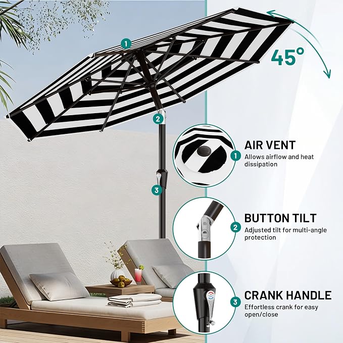 AreShark 9 FT Patio Umbrella for Outdoor, Outdoor Table Umbrella - Image 5