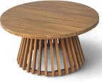 Merax Outdoor Acacia Wood Conversation Set, 3-Seat Loveseat Sofa w/Coushion and - Image 4