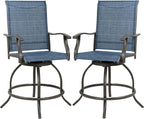 Kozyard Isabella Outdoor Swivel Bar Stools, Counter Height Patio Swivel Chairs - Image 7