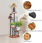VECELO 5 Tier Plant Stand Indoor Outdoor, Tall Metal Wood Flower Shelf - Image 4