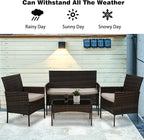 PayLessHere 4 Pieces Patio Furniture Set Rattan Outside Furniture Wicker Sofa - Image 6