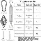 YOFIT 44 Pcs Shade Sail Hardware Kit, 5 Inch Outdoor Sun Sail Accessories - Image 2