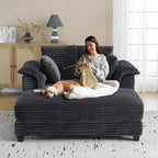 VINGLI 56" Oversized Chaise Lounge Chair, Dark Grey Comfy Corduroy Chaise Sofa - Image 8