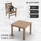 HDPE Outdoor Dining Set, 5-Piece Outdoor Table and Chairs Include 4 Armchair - Image 2