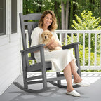 SERWALL Outdoor Rocking Chair, HDPE Patio Rocking Chair All-Weather Porch Rocker - Image 2