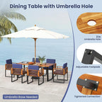 Tangkula 7 Piece Patio Dining Set, Acacia Wood Dining Chair & Table Set - Image 6