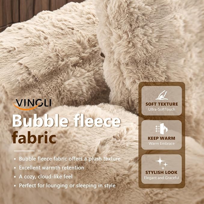 VINGLI 67.7" Oversized Chaise Lounge Chair Reading Chairs Comfy Bubble Fleece - Image 7