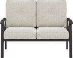 RoyalCraft Patio Loveseat, All-Weather Outdoor 2 Seats Sofa Couch, Khaki Metal - Image 7