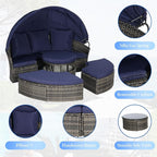 Merax 5 Pieces Outdoor Patio Round Daybed Furniture, All-Weather Wicker - Image 5