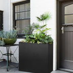 Black Steel Planter Box for Outdoor Plants 24" x 10" x 24" Metal Rectangular - Image 8