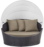 Modway Convene Wicker Rattan Outdoor Patio Retractable Canopy Round Poolside - Image 6
