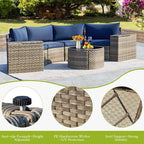 ECOTOUGE 7 Piece Outdoor Half Moon Furniture, Wicker Patio Sectional - Image 4