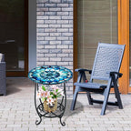 Outdoor Side Table Round Small Mosaic Patio Accent Indoor End Plant Coffee Tea - Image 7