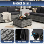 Aoxun 6 Pieces Patio Furniture Set Wicker Rattan Outdoor Sectional Conversation - Image 6