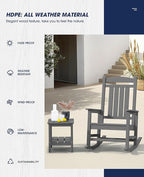 KINGYES Oversized Outdoor Rocking Chair Set of 4, High Density Polyethylene - Image 5