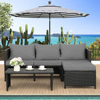Valita 3-Piece Outdoor PE Rattan Furniture Set Patio Black Wicker Conversation - Image 2
