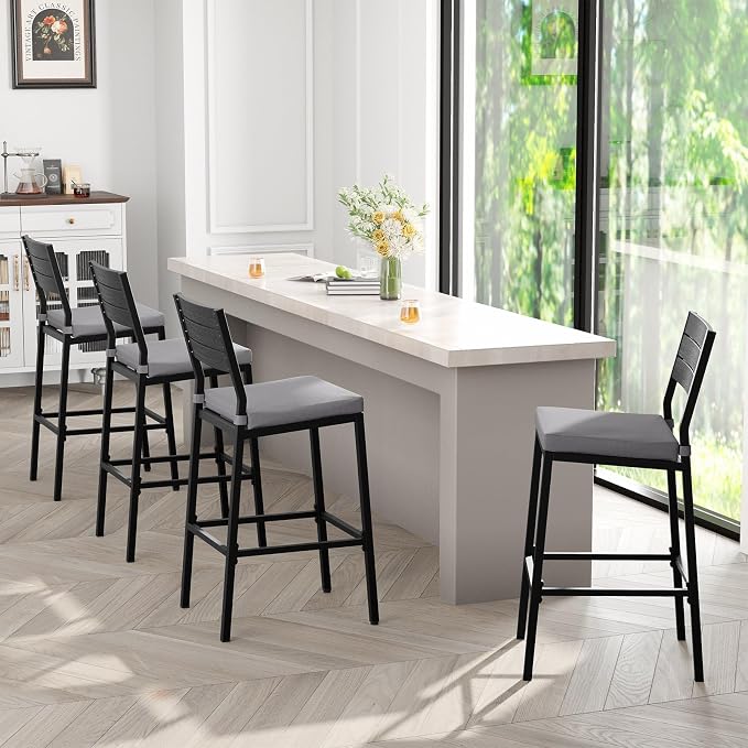 Crestlive Products Outdoor Bar Stools Set of 4, Patio Counter Height Barstools - Image 6