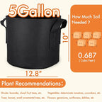 Gardzen 10-Pack 5 Gallon Grow Bags, 300G Thickened Aeration Fabric Pots - Image 2