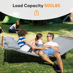 Double Hammock with Spreader Bar, Soft Pillow, Max Load 500lbs, Portable Hammock - Image 2