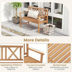COSTWAY Outdoor Wooden Bench, Outdoor Acacia Wood Loveseat - Image 5