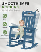 Oversized Rocking Chair Outdoor, High Back Porch Rocker Chair, HDPE All Weather - Image 4