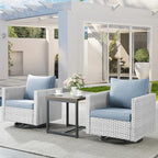 Belord Outdoor Bistro Set 3 Piece Wicker Swivel Rocker Patio Chairs, Oversize - Image 3