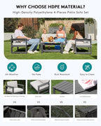 SERWALL 4 Pieces HDPE Outdoor Sofa Set - Image 4
