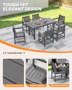 7 Pieces HDPE Outdoor Dining Set, Patio Dining Set - Image 8