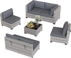 6-Piece Outdoor Patio Furniture Set, All-Weather Wicker Sectional Sofa - Image 9